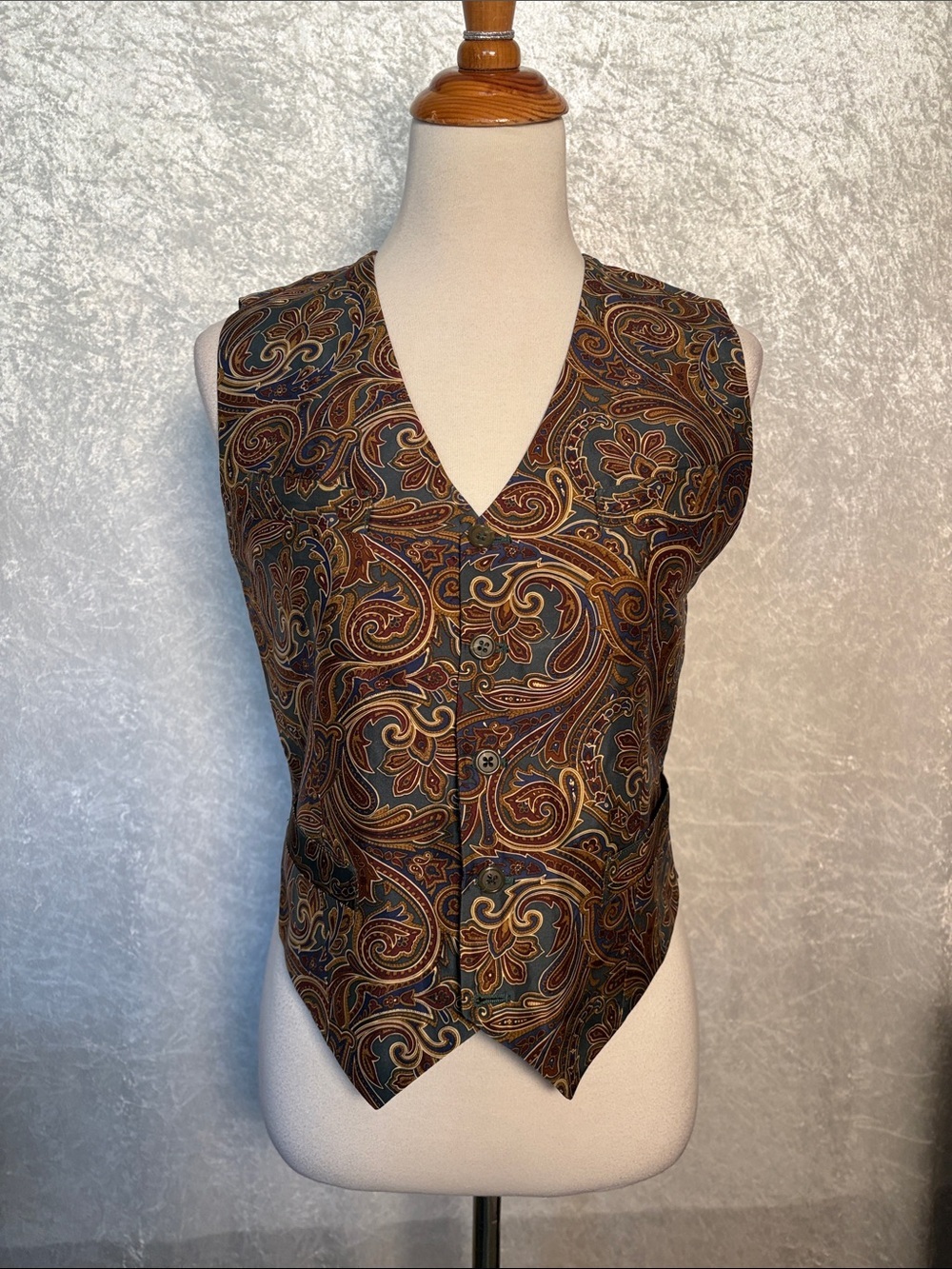 Classiques Enter  Silk Vest for Nordstrom Petite Paisley   - Blue & Brown PS